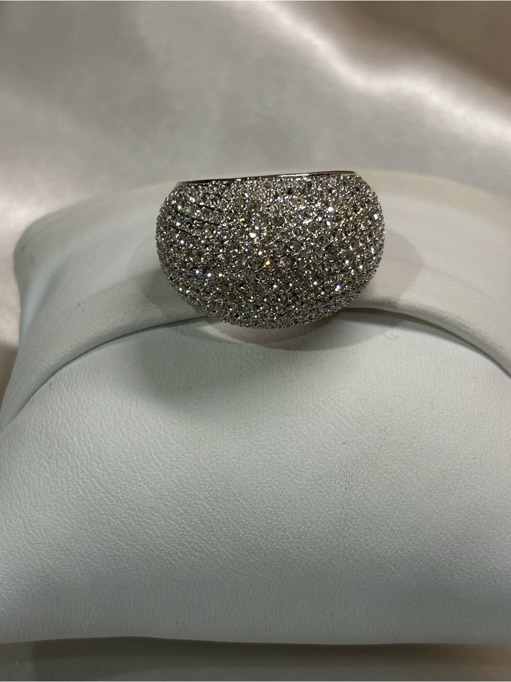 Pavé Crystal Dome Ring in Silver Tone